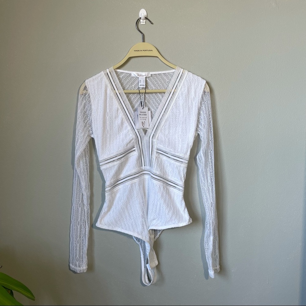 revamped long sleeve bodysuit white size small